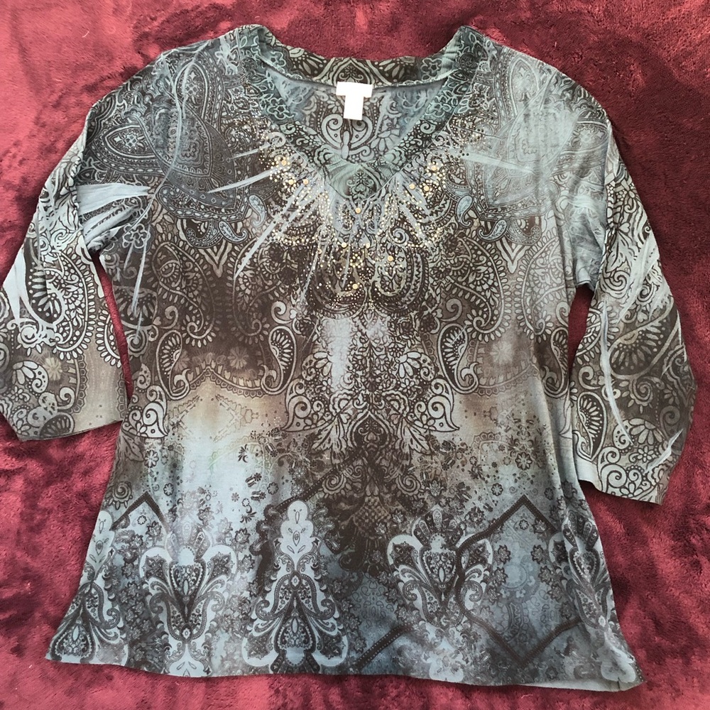 Chicos Womens Plus Size Quarter Sleeve Top Size 3X